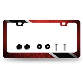 Trinidad and Tobago Flag License Plate Frame Flag License Plate Holder Stainless Steel Funny Colorful Car Accessories Decoration 6.3" X 12.3" with 2 Holes Screws