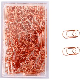 200 Pcs Small Rose Gold Paper Clips Love Heart Shaped Paperclips Stainless Steel in Tinplate Paper Clips Holder for Office School Home Desk Organizers