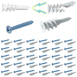 Ansoon Plastic Self Drilling Drywall Anchor with Screws Kit - 30 Nylon Dry Wall Anchor and 30 #8 x 1-1/4'' Screws - 60 Pieces All Together