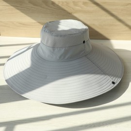 6" Super Wide Brim Sun Hats, Men and Women Bucket Hat for Fishing Hiking Garden Lawn Work Safari Camping Beach Kayaking Hn004-lightgray