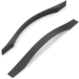 FURNIWARE Pack of 10 Black Kitchen Handles, D-Shape Drawer Pulls 192mm(7.6 Inch) Hole Center, Hardware Modern Kitchen Cabinet Door Handles, for Kitchen and Bathroom Cabinets Cupboard