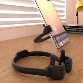 Honsky Thumbs-up Cell Phone Stands, Tablet Display Stands, Cellphone Holder, Mobile Smartphone Mount Cradle for Desk Desktop – Universal Multi-Angle Cute, 2 Packs, Black