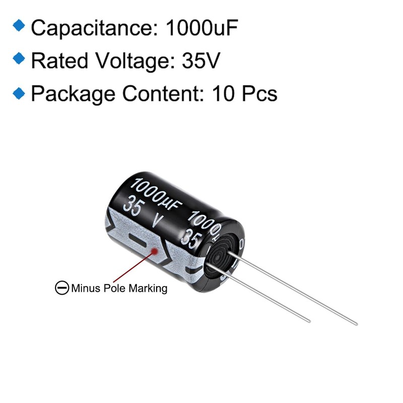 uxcell 1000uF 35V 12.5x20mm Electrolytic Capacitor, Radial Leads Aluminum Capacitors