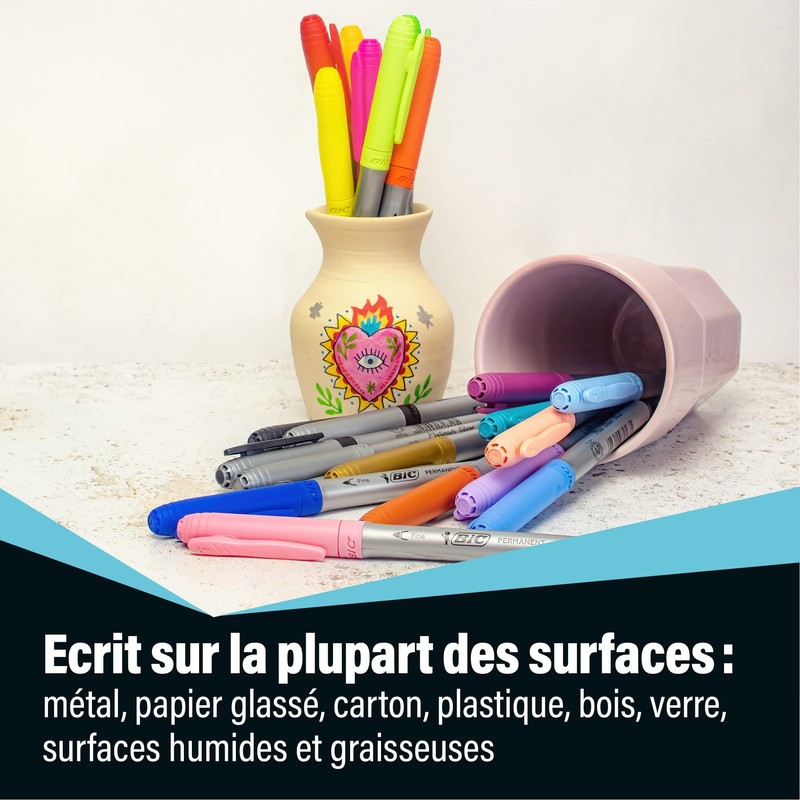 Bic Marking Intense Permanent Markers, Assorted Colours, Pack of 5