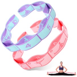 Pack of 2 Yoga Stretching Bands, Highly Elastic Strap, Gymnastics Band, Stretching Band with 8 Loops, Fitness Stretch Strap, for Pilates, Dance, Gymnastics