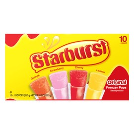 The Jel Sert Company Starburst Fruit Flavored Popsicles Variety Pack - Pack of 2-10 Count Boxes - 20 Total Treats - Orange, Strawberry, Cherry, and Lemon - 1 OZ Pops - Fun Anywhere and Anytime