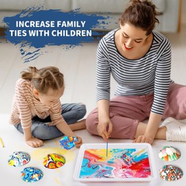 Water Marbling Paint for Kids, Arts and Crafts for Girls Boys, Marbling Paint Art Kit Art Supplies for Kids, Non-Toxic Creative Arts Crafts Kits Ideal Toys Gifts for Kids Toddlers Age 3-5 4-8 8-12