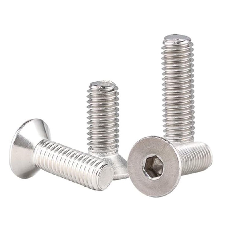 100 Pieces M4x16 Silver Countersunk Screws Stainless Steel Hex Metric