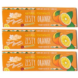 Green Beaver All Natural Organic Toothpaste, Vegan, Fluoride Free & Gluten Free Toothpaste, Zesty Orange Flavor, 75ml, 3 Pack