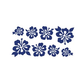 8 Hibiscus Flowers Assorted Sizes - Make Your Own Flower Lei Sticker Decal Hawaii Dark Blue