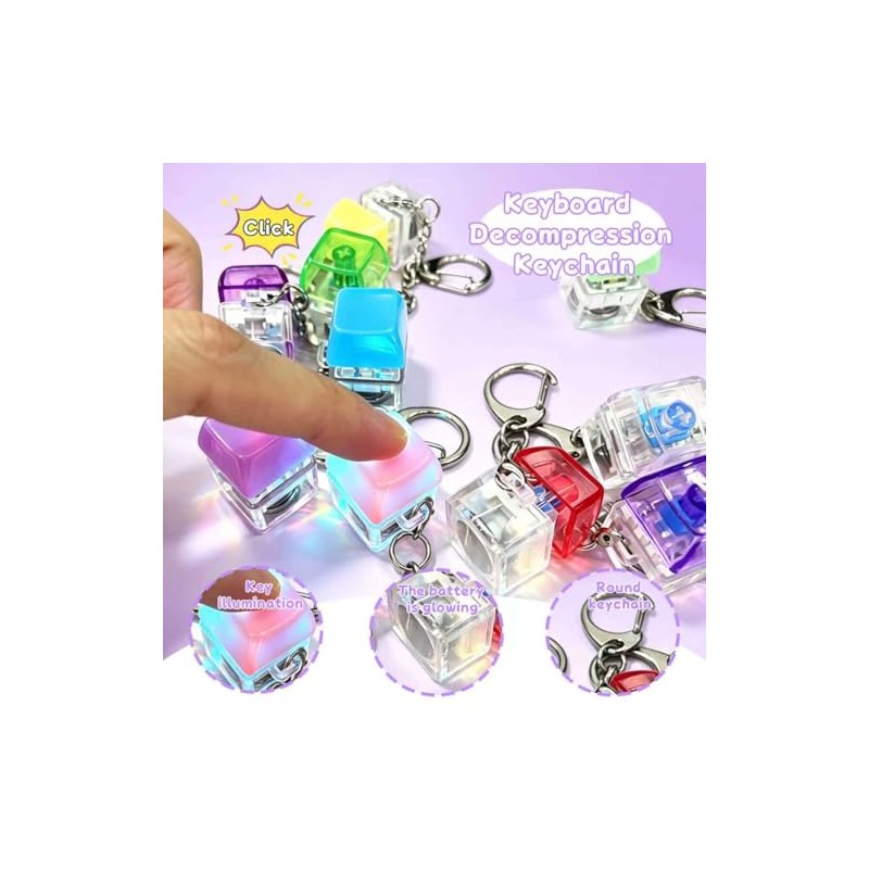 12 Pack Keyboard Fidget Keychain,Keyboard Button Finger Clicker for Anxiety