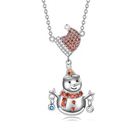 Cargari Snowman Necklace for Women 925 Sterling Silver Snowman Pendant Winter Womens Snowman Jewelry Christmas Jewelry Gifts for Women