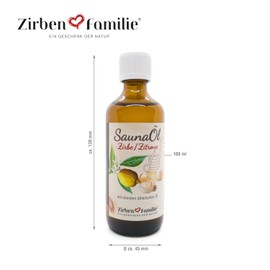 Zirben Familie - Known from the specialist trade and the hotel industry • Sauna Oil Pine / Lemon (100 ml) for Sauna Infusion with Forest and Lemon Aroma • Sauna Infusion with Essential Oils