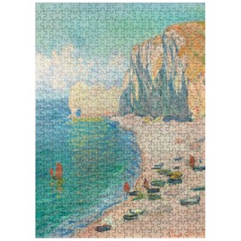 MyPuzzle The Beach and The Falaise DAmont 1885 by Claude Monet - Premium 500 Piece Jigsaw Puzzle for Adults
