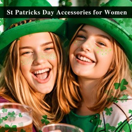 MEICOLY St Patricks Day Accessories,St Patricks Day Temporary Tattoos Stickers for Kids,Green Accessories for Women,Shamrock Stickers,Saint Patricks Day Green Makeup,Glitter Freckles Face Tattoos,6Pcs