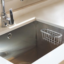 Sponge Holder, Kitchen Sink Caddy, Rustproof & Durable Sink Organizer Brush Soap Dishwashing Liquid Drainer Basket (14.5 cm)