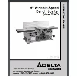 Manual Delta 37-070 6 inch Variable Speed Bench Jointer Owner Manual 21 pages