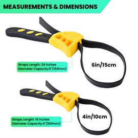 Rubber Strap Wrench, 2PCS Strap Wrench Plumbing for 4 to 6 Inches Tight Spaces, Oil Filter Pipe Jar Opener with Reinforced Belt Jar Opener for Mechanics Plumbers DIY