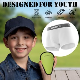 KOOPOW 2-Pack Boys Compression Briefs with Soft Protective Athletic Cup, Youth Peewee Underwear for Baseball, Football Large