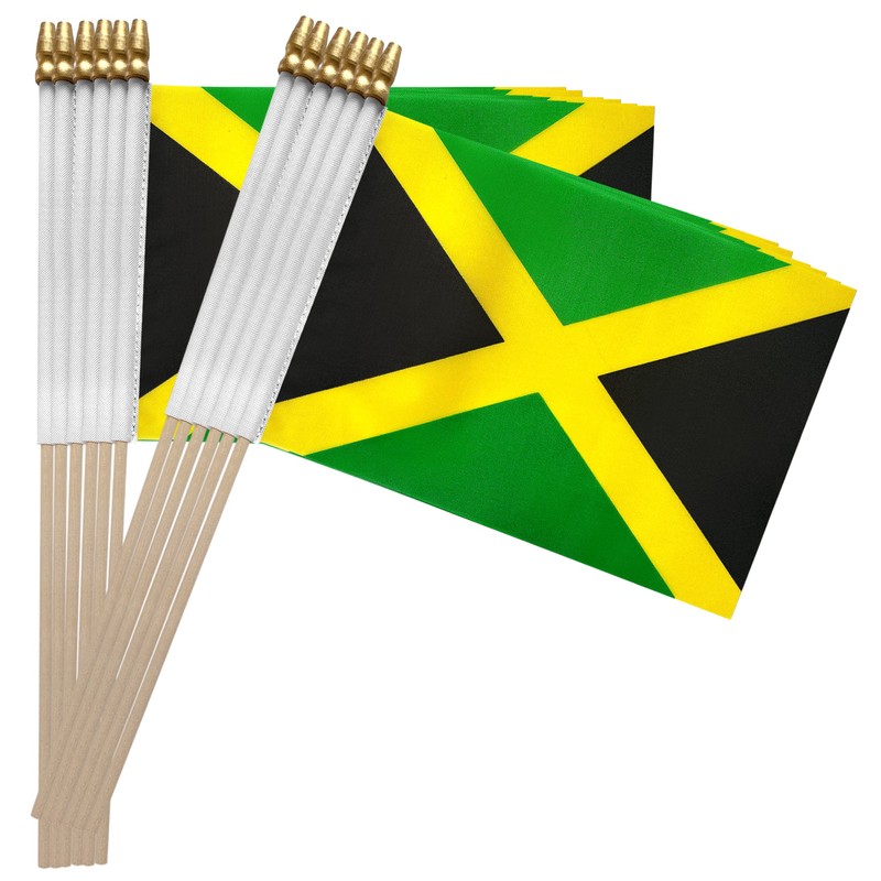 TSMD Jamaica Stick Flag Jamaican Small Mini Hand Held Flags,5x8