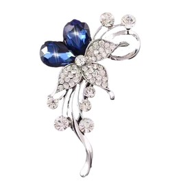 Brooch Vintage Elegant Unique Pearl Brooches Flower Ribbon Brooch Corsage Austrian Crystal Brooch Badge Pin Wedding for Women (Four Pearl Flowers)