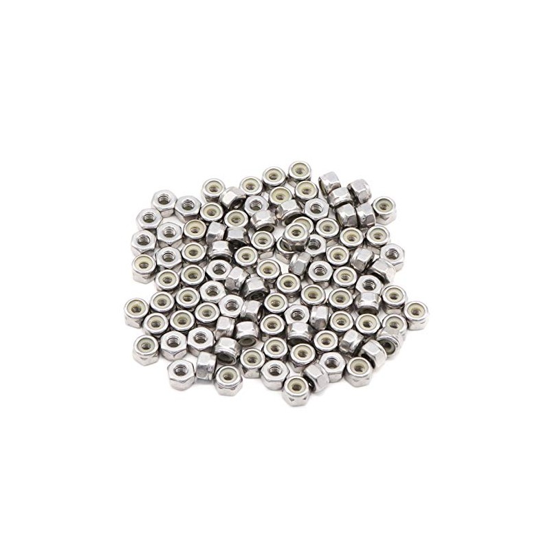 binifiMux 8-32 Nylock Nylon Inserted Self Locking Nuts 100pcs, Stainless