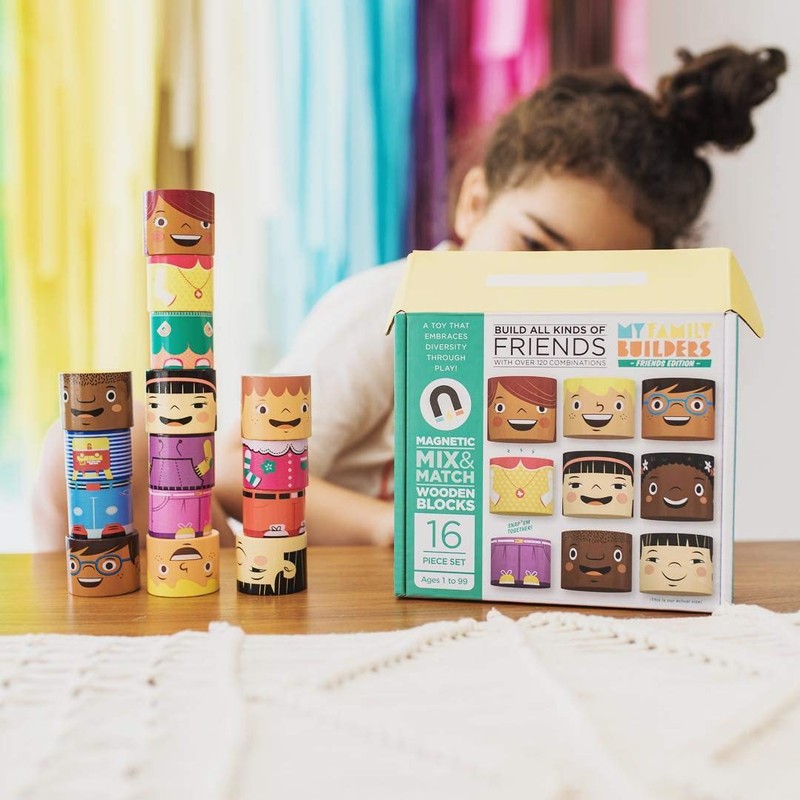 My Family Builders 16-Piece Multiracial Magnetic Friends Play Set –
