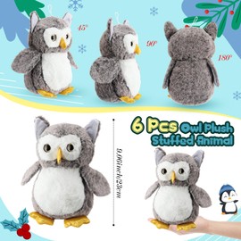 Jenaai 6 Pcs Owl Plush Stuffed Animals for Babies Soft Plush Toy Stuffed Owl Wizard Party Favors for Kids Toddlers Unisex Gifts Classroom Prizes Decor, 9.06 Inch (Gray)