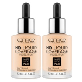 Catrice HD Liquid Coverage Foundation 30ml, No. 010 Light Beige, 2 pcs / 캐트리스 HD 리퀴드 커버리지 파운데이션 30ml, 010호 라이트베이지, 2개