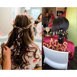 Bridal Hair Vines Crystal Wedding Headpieces, 20 Inches Handmade Crystal Pearl Wedding Evening Party Headpiece Head Band Bride Wedding Hair Accessories for Bridesmaid and Flowergirls by Tsuen (Silver)