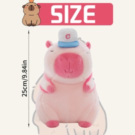 CWENDANER Capybara Plush Toy, Pink Cute Capybara Cuddly Toy, with Sports Hats and Backpacks, Plushie Stuffed Toy Gift for Children, Boys, Girls (25 cm)