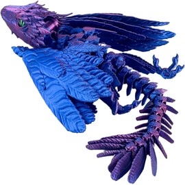 Zhaohyjianm Feathered Wyvern,3D Printed Dragon,(9.8In) Articulated,3D Toys,3D animals,Fidget Toys,Home Office Decor,Executive Desk Toy (Blue-purple)
