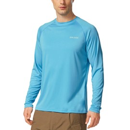 BALEAF Men's Sun Protection Shirts UV SPF T-Shirts UPF 50+ Long Sleeve Rash Guard Fishing Running Quick Dry Blue Size L