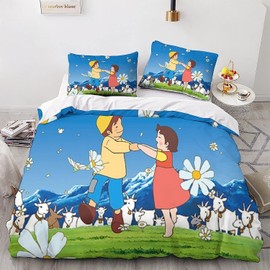 Zbeiba Bed Linen 135 x 200 cm, Cute Girl Headi Bed Linen Sets on Microfibre, 2 Pillowcases, Soft Comfortable Anime Duvet Cover with Zip for Children (A8, 135 x 200 cm + 2 x 80 x 80 cm)