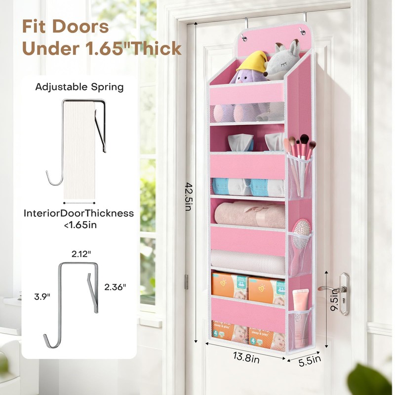 Over the Door Organizer, 4 Large Pocket Hanging Storage with