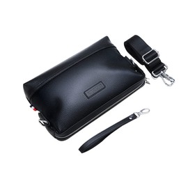 Whatna S103 Men's 3-Way Clutch Shoulder Bag Shoulder Bag Small Shoulder Bag with Shoulder Strap with Hand Strap Genuine Leather Wedding Bag Business Formal Ceremonial Occasions Men's Black, S103