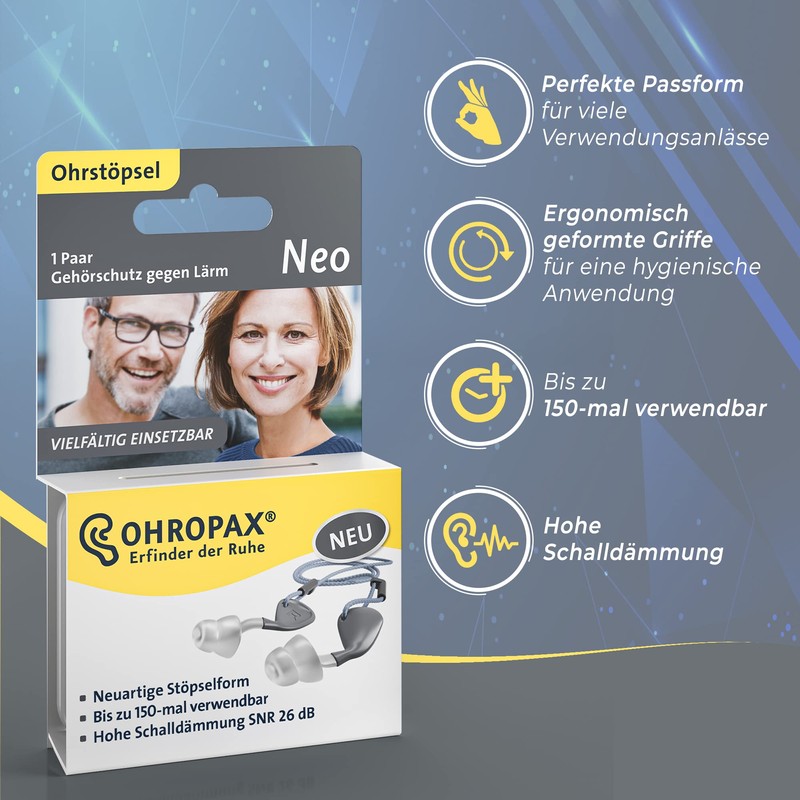 OHROPAX Neo - Ear Plugs in Innovative Plug Shape -