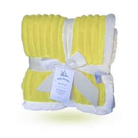 eYone Boy or Girl Large Baby Sherpa Fleece Blanket for Nursery Cot, Car Seat, Pram (80 * 110 cm) (yellow)