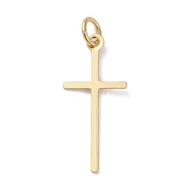 KitBeads 10Pcs 18K Gold Plated Jesus Cross Charms Christian Religious Thin Crucifix Chams for Jewelry Making Bracelets Necklaces Crafts, Brass, No Gemstone