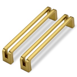 SYZOW 6 Pack Gold Cabinet Pulls 128mm Hole Centers Kitchen Cabinet Handles Zinc Alloy Drawer Pulls