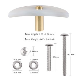 Rockcloud 4 PCS Moon Shaped Agate Pieces Drawer Knobs with Screws, Polished Crystal Stone Pull Handle for Dresser Cupboard Office Home Decor