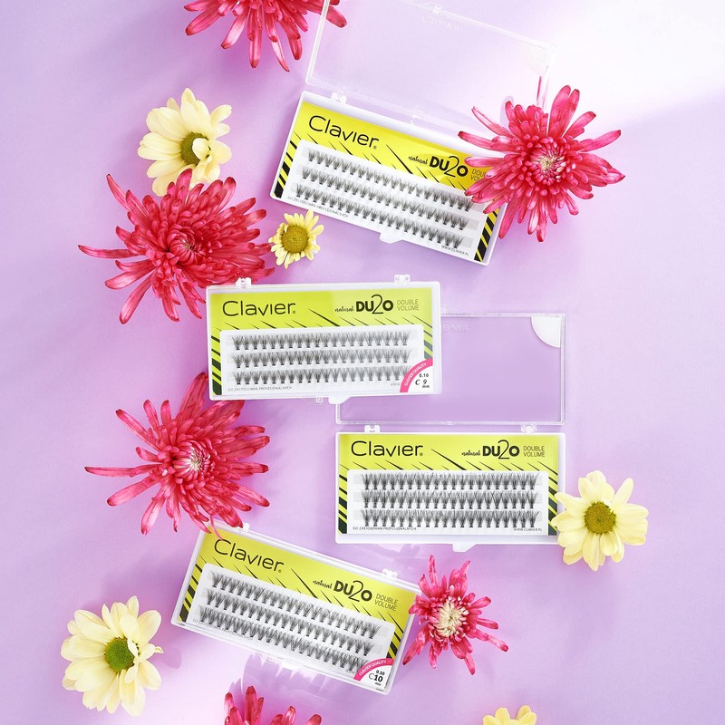 Clavier Du2o Double Volume Artificial Eyelashes in Cups, Various Lengths