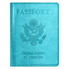 Passport and Vaccine Card Holder Combo with Vaccine Card Slot, Passport Wallet, Passport Cover/ Case for Women and Men(AK-turquoise)