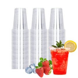 TashiBox 100 Count - 16 Ounce Plastic Cups, Ice Coffee Cups To Go - Crystal Clear PET Party Cups