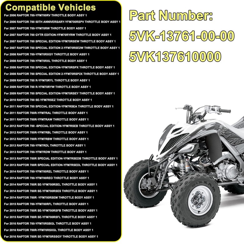 FANHAY Inyector de combustible 5VK-13761-00-00 para Yamaha Raptor 2006-2016 700