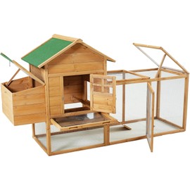 Feelway 80"" Chicken Coop Wooden Hen House Pet Hutch Outdoor Poultry Cage with Nesting Box,Run&Cover for Backyard Farm Garden for 2-4 Chickens