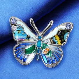 DOWAY Cute Rhinestones Enamel Butterfly Brooch Pins for Women Fashion Butterfly Jewelry Gifts, Metal Enamel Metal, Sandstone, Metal, Sandstone