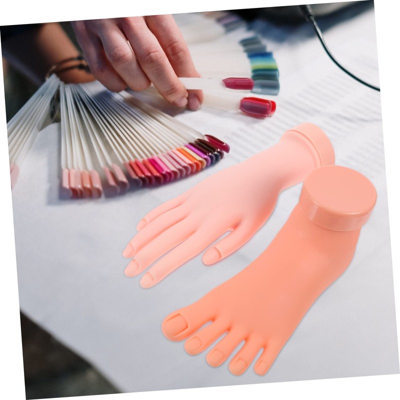SAFIGLE 2PCS Bendable Fake Nail Practice Hand and Foot Models