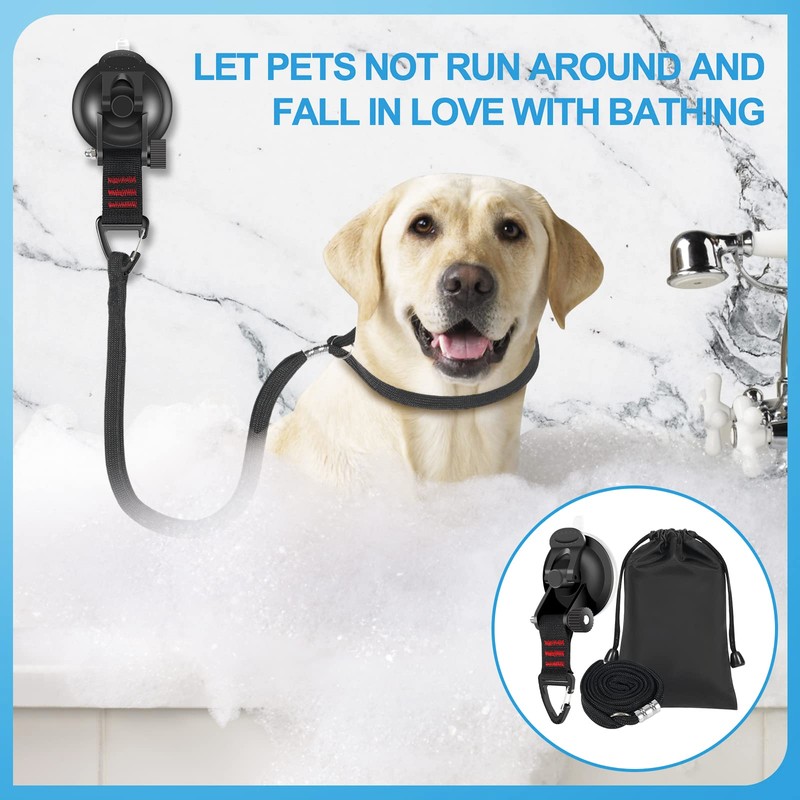 Dog Bathing Tether with Heavy Suction Cup, Dog Grooming Tub