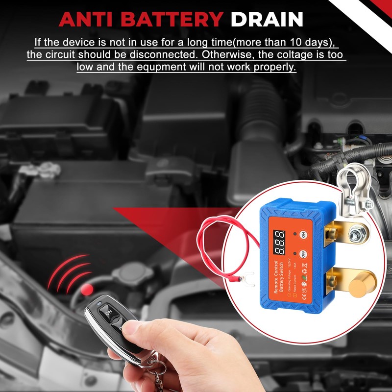 ISINFLASH Remote Battery Disconnect Switch 12V/24V 140A with Led Voltage